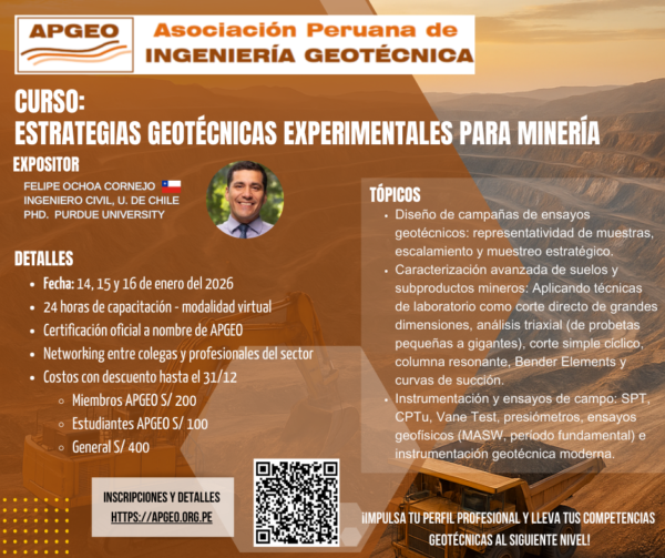 CURSO: ESTRATEGIAS GEOTÉCNICAS EXPERIMENTALES PARA MINERÍA